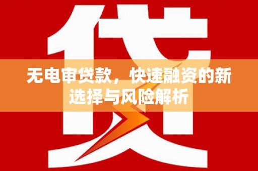 杨陵无电审贷款，快速融资的新选择与风险解析